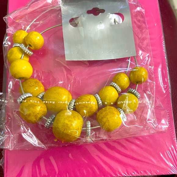 Unk Jewelry - NWT Large Yellow 💛 & Silver Hoop Earrings.